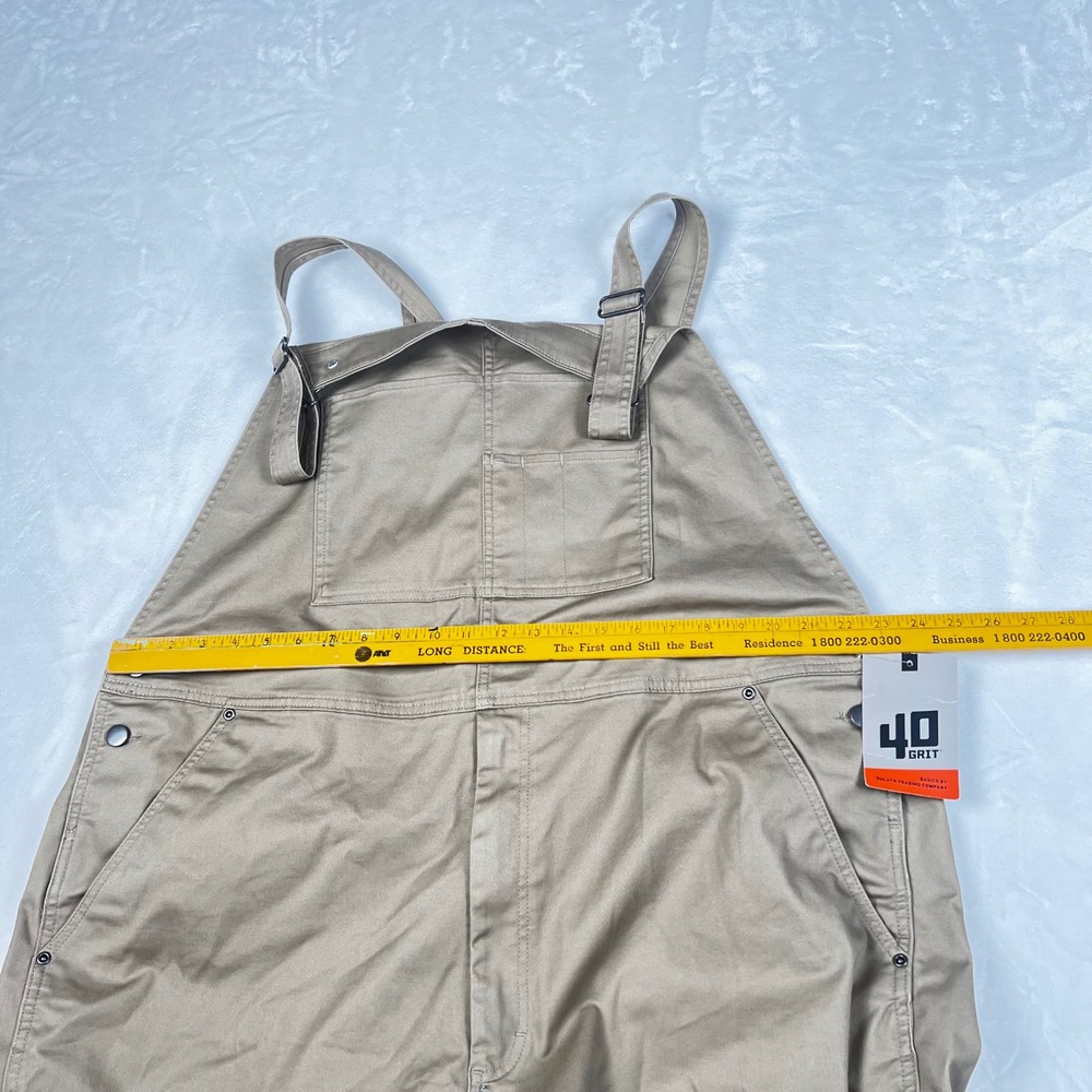 Duluth Trading Co 40 Grit Flex Twill Bib Overalls Mens 2XLx32 Khaki 58417 ELW - Picture 12 of 13